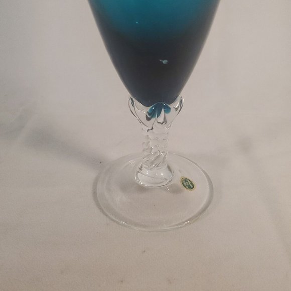 Vintage MCM Italy Empoli Turquoise Blue 14” Ewer Decanter Chipped Stopper RARE - Picture 5 of 16